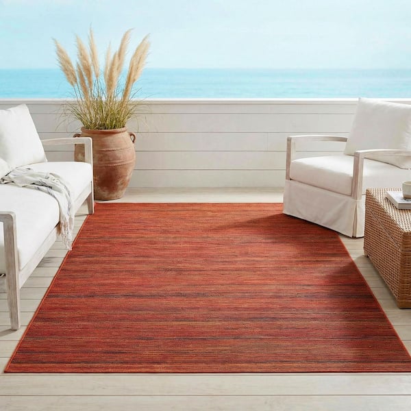 Cape Hinsdale Crimson-Multi Color 4 ft. x 6 ft. Striped Indoor/Outdoor Area Rug