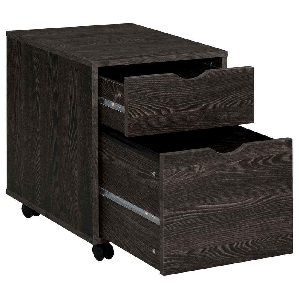 Noorvik Dark Oak and Chrome 3-Piece Writing Desk Set