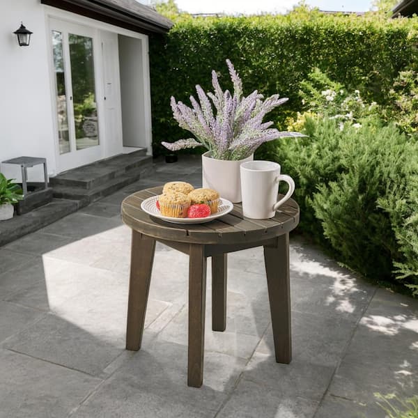 Unbranded Outdoor 16 in. Acacia Wood Side Table, Gray Finish