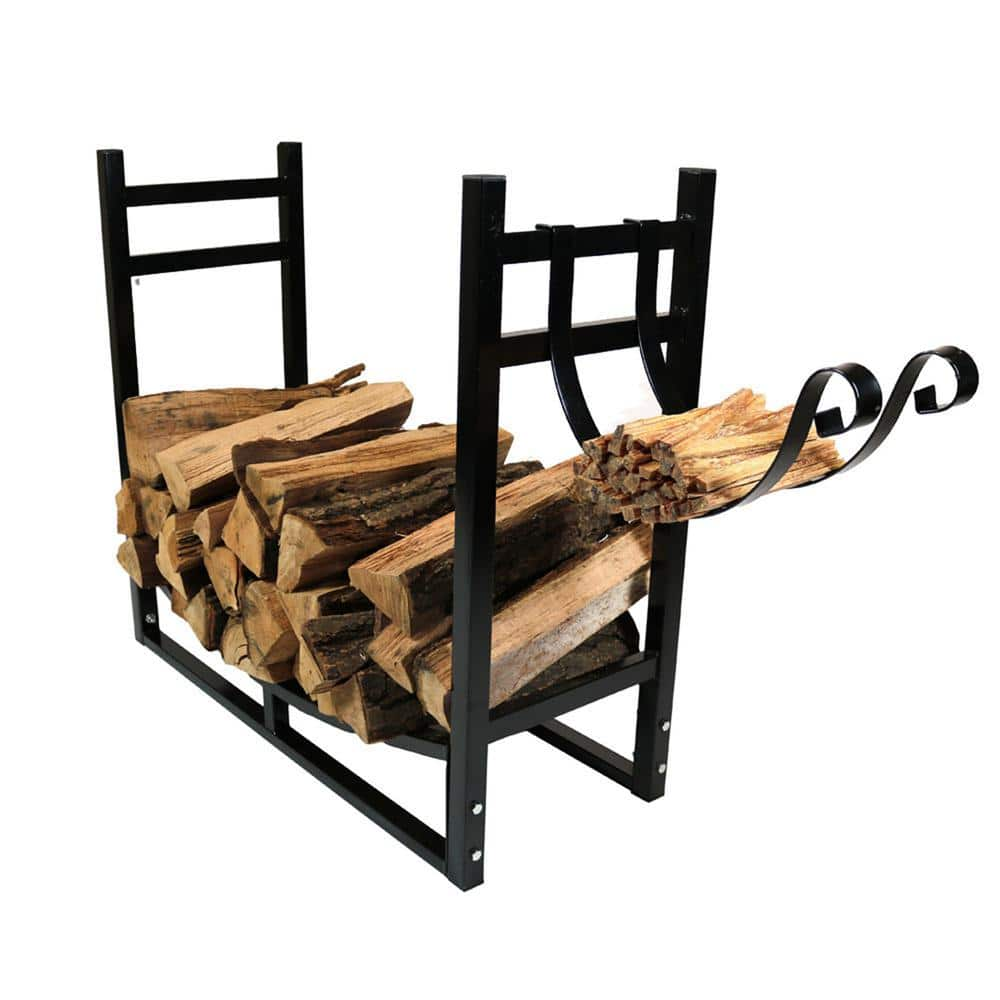 Sunnydaze 30 in. Indoor/Outdoor Firewood Log Rack with Kindling Holder ...