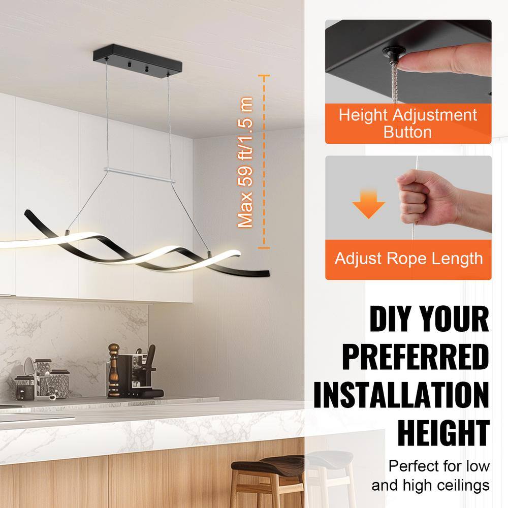 Modern Black and Crystal LED Pendant Light with Adjustable Ropes