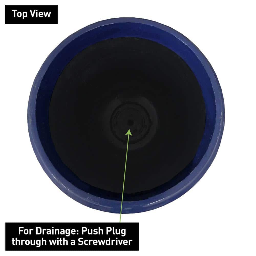 Classical Navy Resin Urn Planter with Molded Floral Details