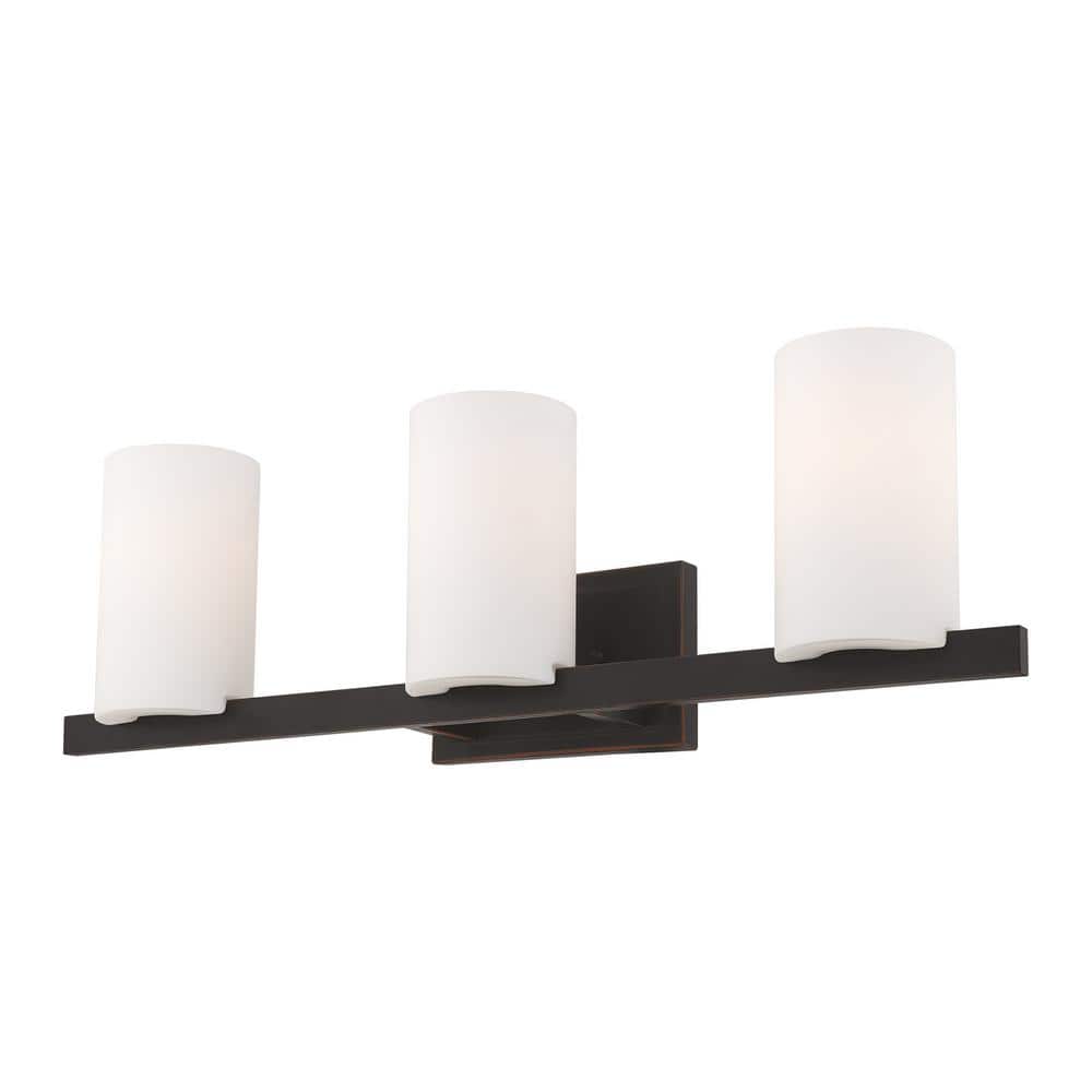 Olde Bronze 26" Vanity Light with Satin Opal White Glass