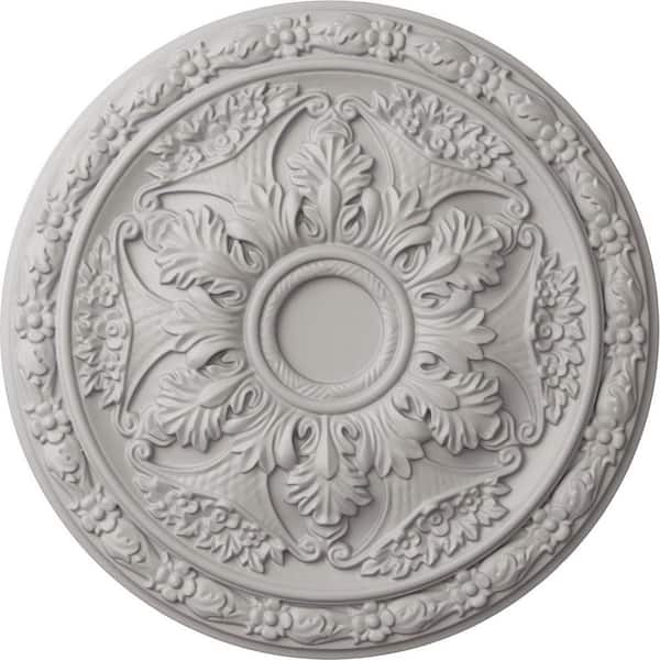Ekena Millwork 20 in. x 1-5/8 in. Baile Urethane Ceiling Medallion (Fits Canopies upto 3-1/4 in.), Ultra Pure White
