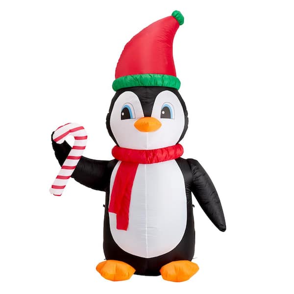 Glitzhome Lighted Inflatable Penguin Decor Inflated Height (8 ft.) Width (6 ft.)