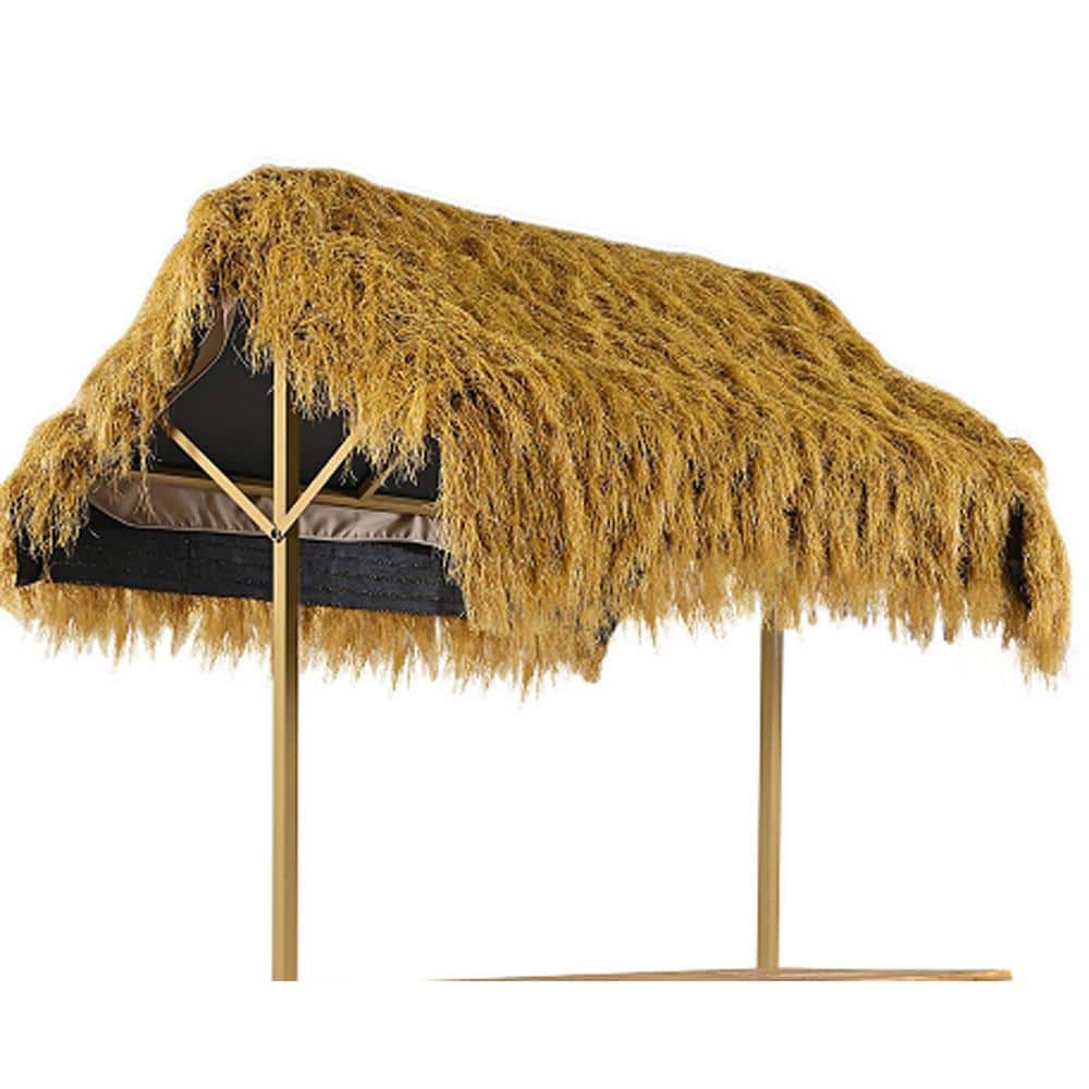 3-Piece Beige and Brown Wood Outdoor Bar Set with Canopy