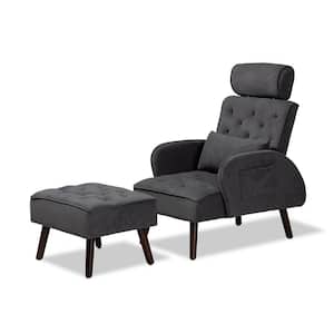 Haldis Grey and Walnut Brown Lounge Chair and Ottoman Set