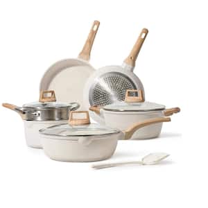 10-Pieces White Granite Induction Non-Stick Cookware Set with Bakelite Handle
