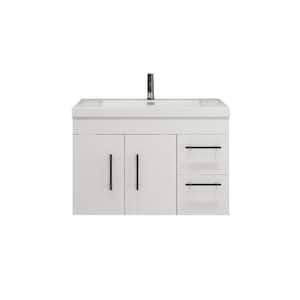 Elsa 36 in. W Bath Vanity in High Gloss Gray with Reinforced Acrylic Vanity Top in White with White Basin
