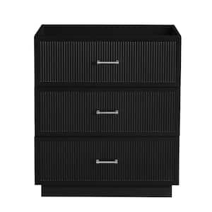 29 in. D x 17.9 in. W x 33.5 in. H MDF Wall Mounted Bath Vanity Cabinet without Top in Black with 3-Drawers