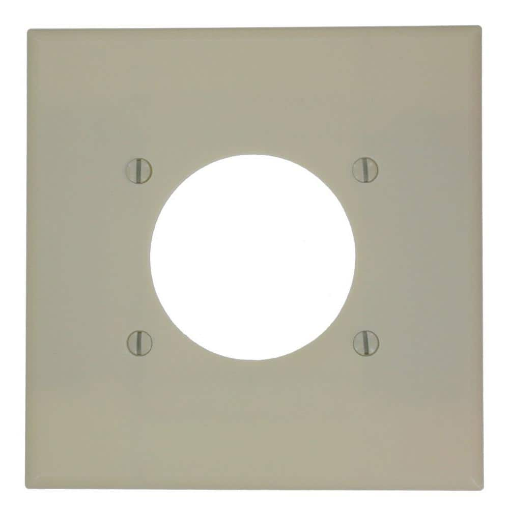 Leviton 2-Gang Ivory 2.15 in. Single Outlet/Receptacle Plastic Standard Wall Plate (1-Pack) 80526-I