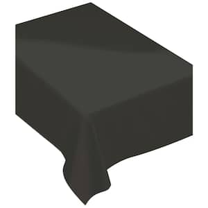 80 in. x 60 in. Jet Black Fabric Everyday Table Cover (2-Pack)