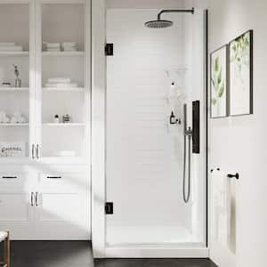 Tampa-Pro 32 in. L x 32 in. W x 72 in. H Alcove Shower Kit w/Pivot Frameless Shower Door in ORB w/Shelves and Shower Pan