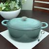 Crock-Pot Artisan 5 qt. Round Cast Iron Nonstick Dutch Oven in Slate Gray  with Lid 985100758M - The Home Depot