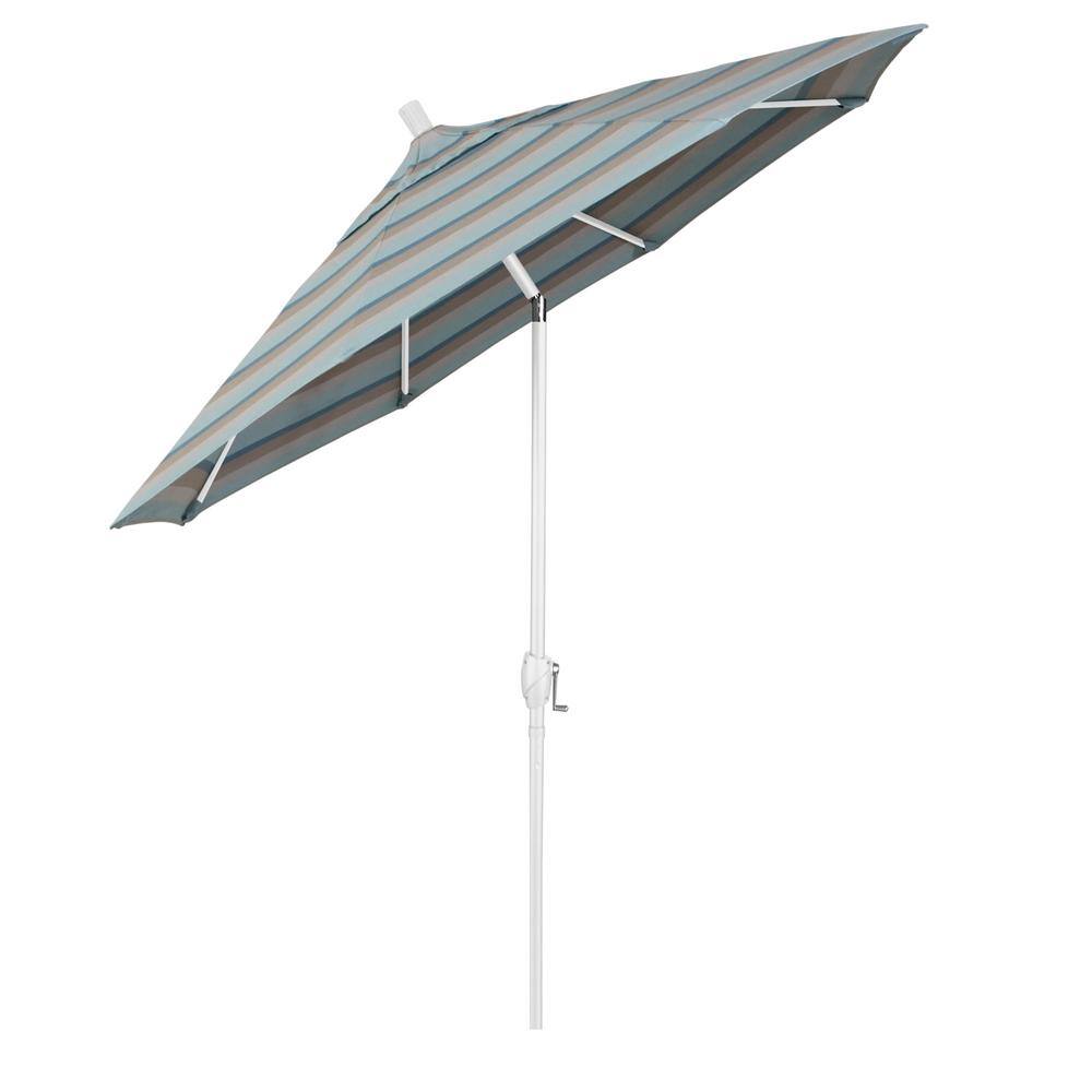 9 ft. Gateway Mist Striped Aluminum Market Patio Umbrella with Crank Lift and Tilt