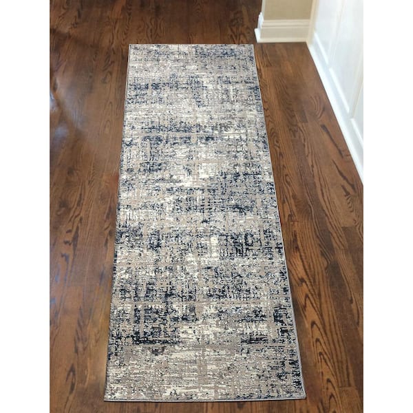 Unbranded Livigno 1241 Transitional Striated Blue Runner Area Rug