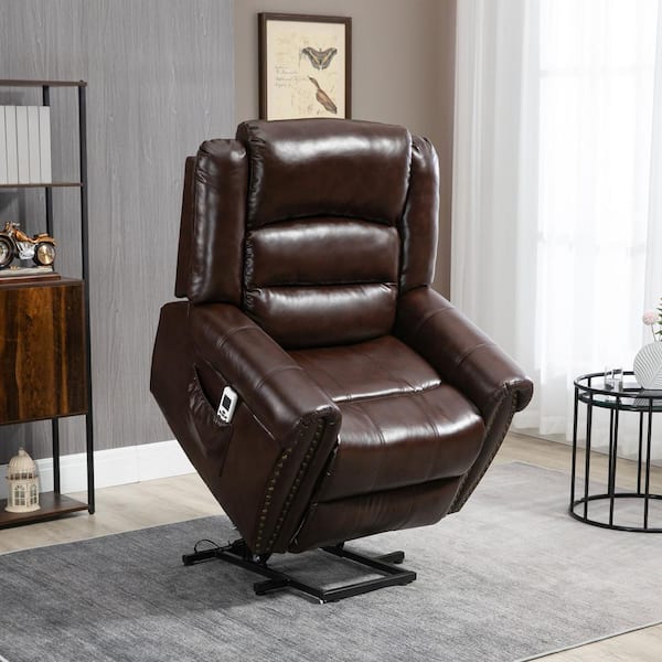  U-MAX Lift Recliner Power Lift Chair for Elderly Wall Hugger PU  Leather with Remote Control (Brown) : Home & Kitchen