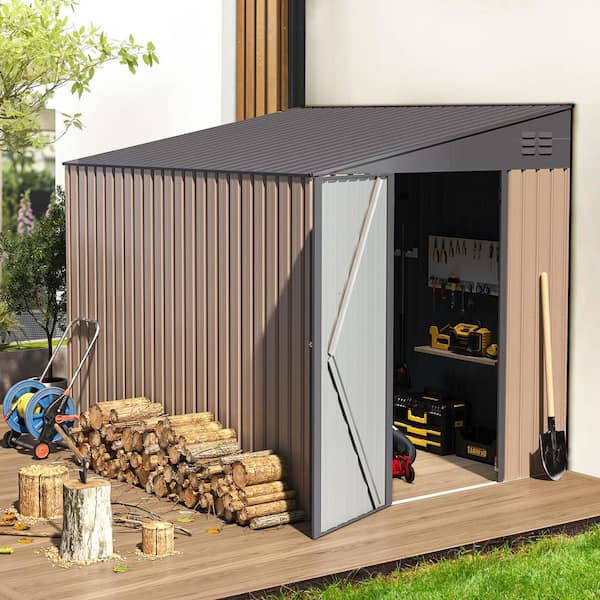 Zeus & Ruta 8 ft. W x 6 ft. D Metal Storage Shed with 1-Door for