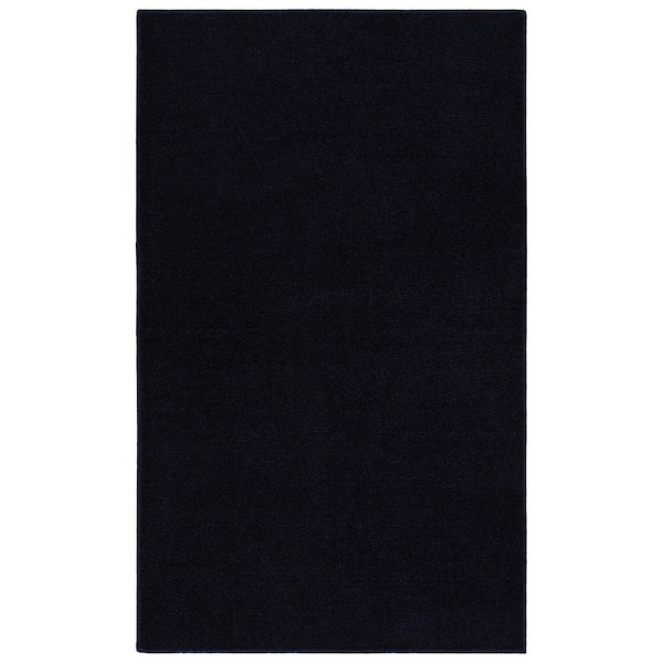 Palmer Plush 3 ft. x 5 ft. Navy Blue Washable Non Slip Solid Color Area Rug