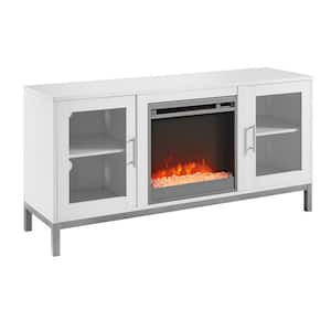 52 in. Modern Fireplace TV Stand - White
