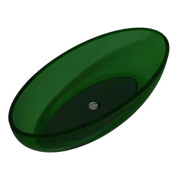 ANZZI Opal 5.6 ft. Man-Made Stone Center Drain Non-Whirlpool Flatbottom Freestanding Bathtub in Emerald Green