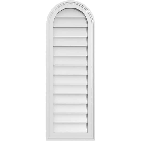 Ekena Millwork 14 in. x 40 in. Round Top Surface Mount PVC Gable Vent: Decorative with Brickmould Frame