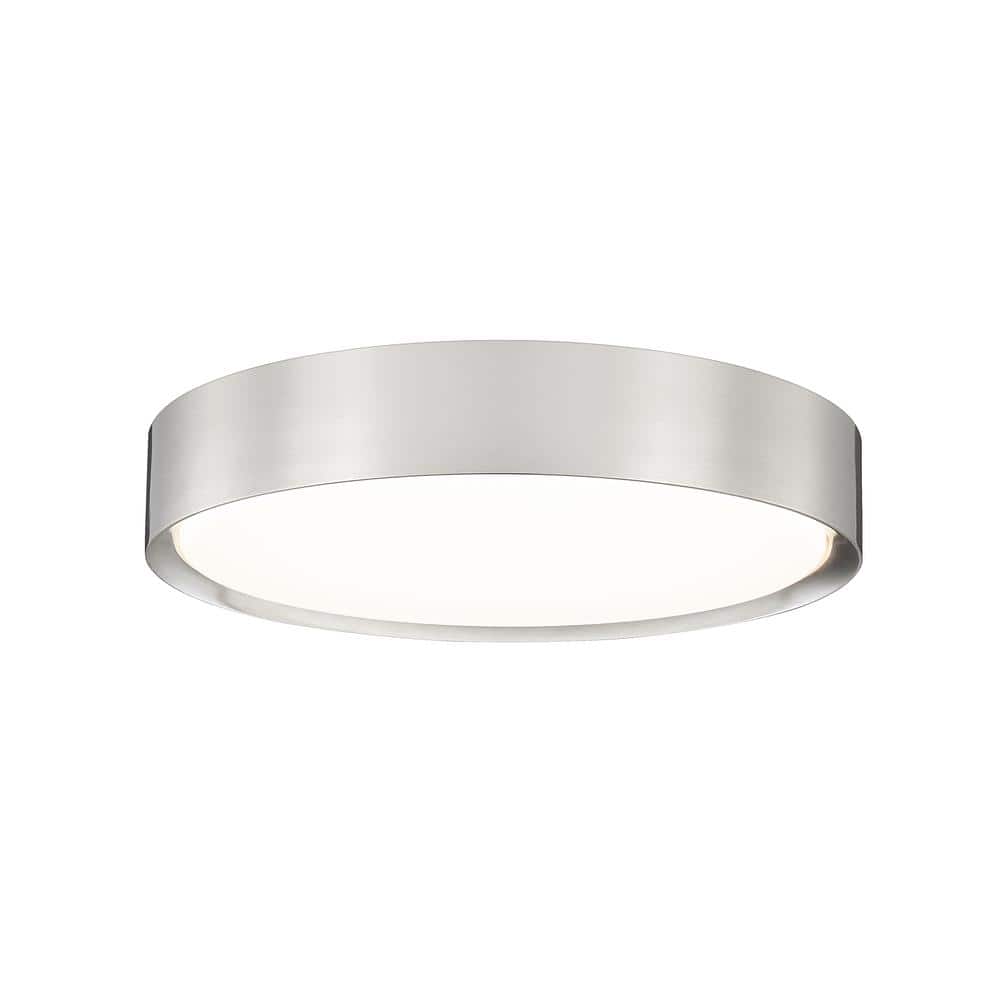 Kawan 16 in. Brushed Nickel Flush Mount with Acrylic Shade and no bulbs