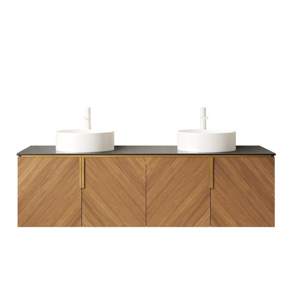 60 in. Double Sinks Floating Brown Oak Bath Vanity with White Ceramic Top Pre-assembled price history on PriceWatchPro
