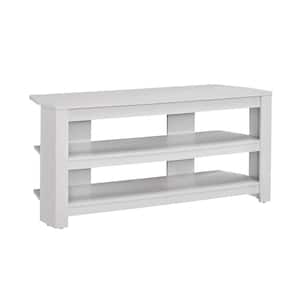 42 in. White Particle Board Corner TV Stand Fits TVs Up to 42 in. with Open Storage