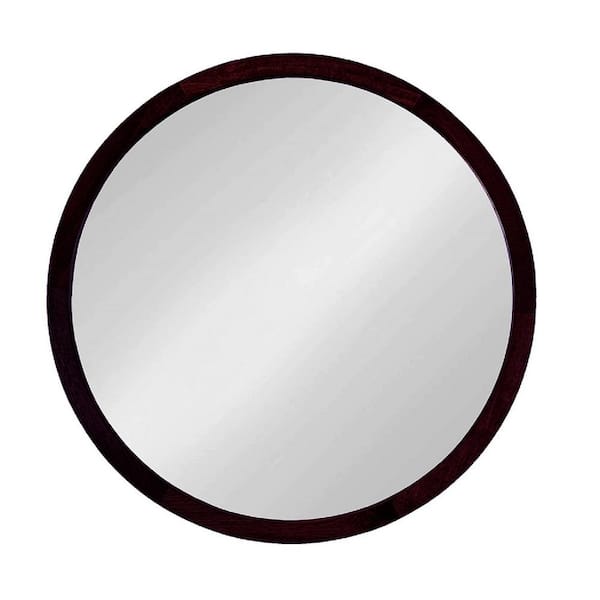 A & B Home 19.7 in. W x 19.7 in. H Mango Wood Walnut Wall Mirror