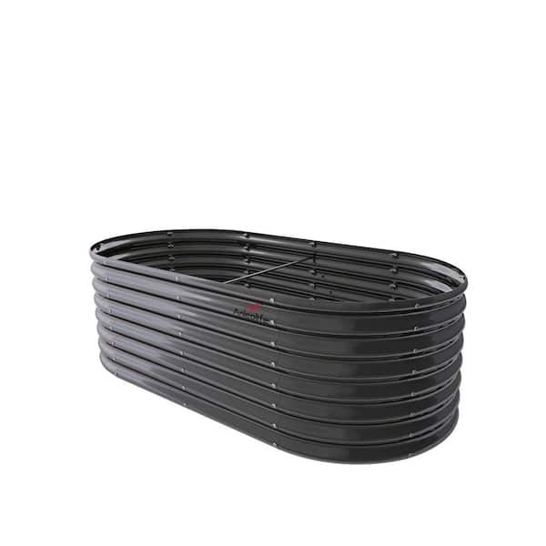Unbranded 8 x 4 x 2 ft. Metal Oval Gray Galvanized Raised Garden Beds, Deep Root Planter Box for Planting Vegetables Flowers Herb