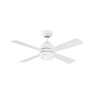 Kwad 44 in. Integrated LED Matte White Ceiling Fan with Opal Frosted Glass Light Kit and Remote Control