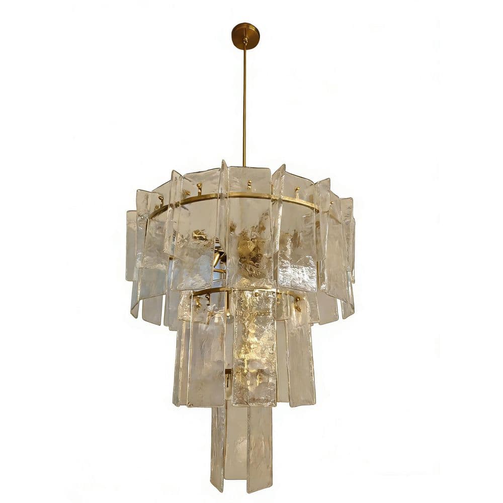 Modern 32 in. 12-Light Gold Finish Crystal Accented 3-Tier Round Chandelier Pendant Light for Dining Room price history on PriceWatchPro