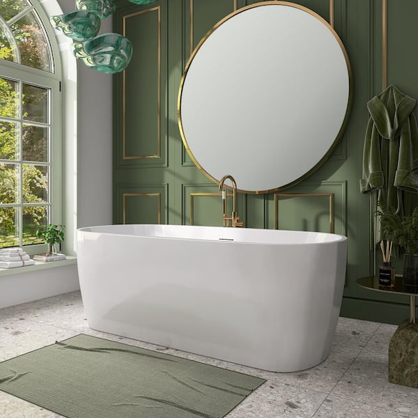 Bluvia 67 in. x 31.5 in. Acrylic Freestanding Flatbottom Double Ended Soaking Bathtub in White