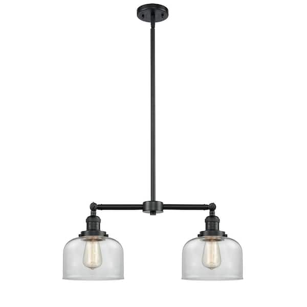 Bell 2-Light Oil Rubbed Bronze Shaded Pendant Light with Clear Glass Shade