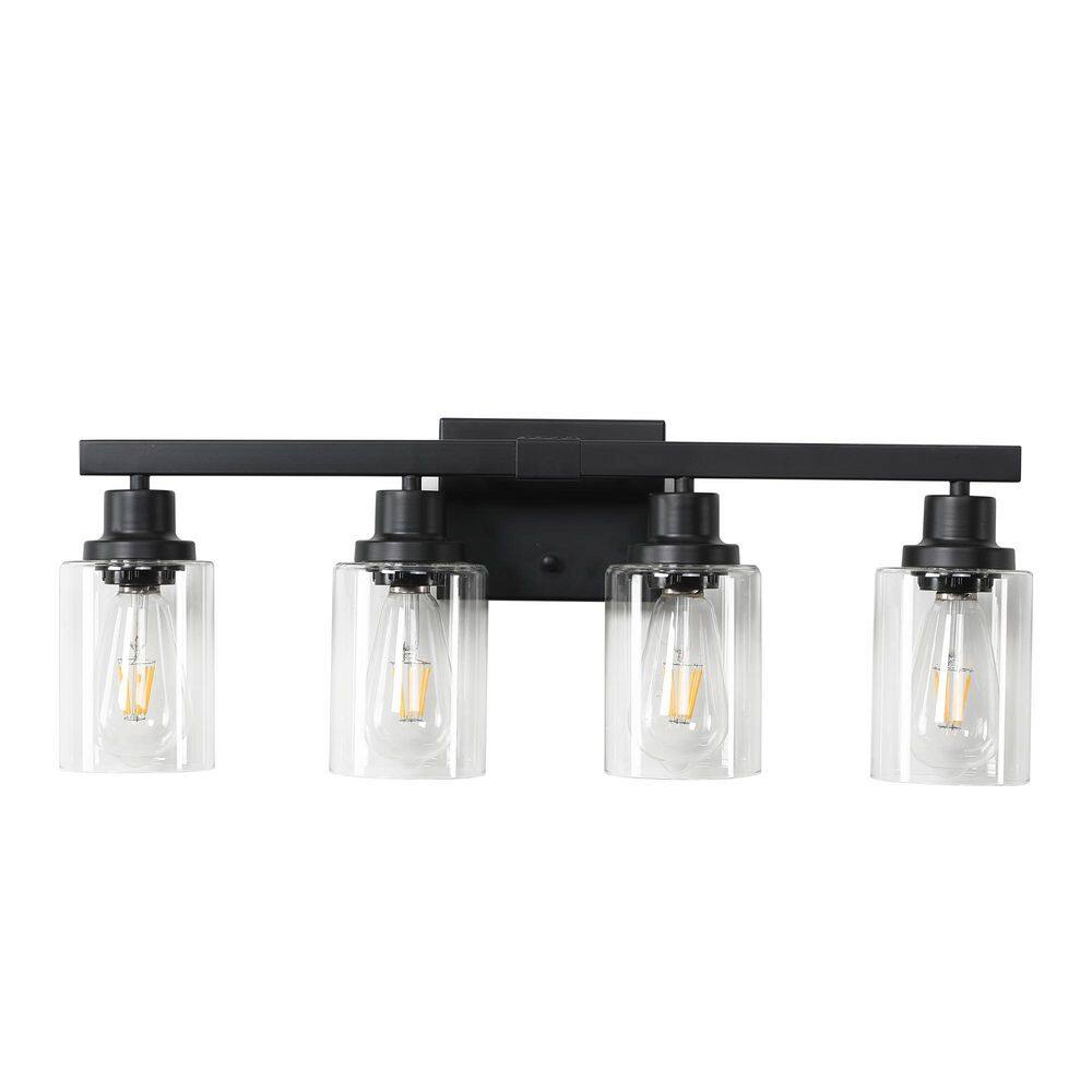 24.2 in. 4 Black Vanity Light Fixture with Clear Glass Shades price history on PriceWatchPro