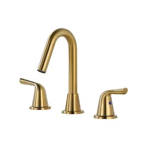 High Arc 8 in. Widespread Double-Handle Bathroom Faucet in Brushed Gold
