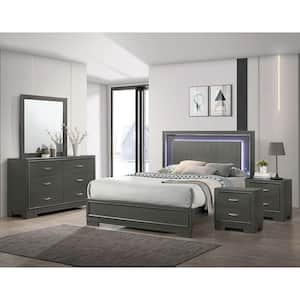 Jonvang 5-Piece Metallic Gray Wood Full Bedroom Set with Care Kit