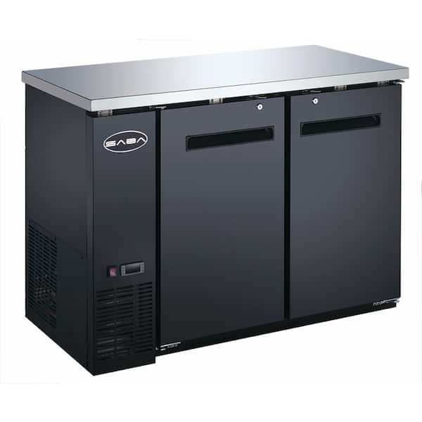 60 in. W 15.8 cu. ft. Commercial Solid Door Under Back Bar Cooler Refrigerator in Stainless Steel with Black
