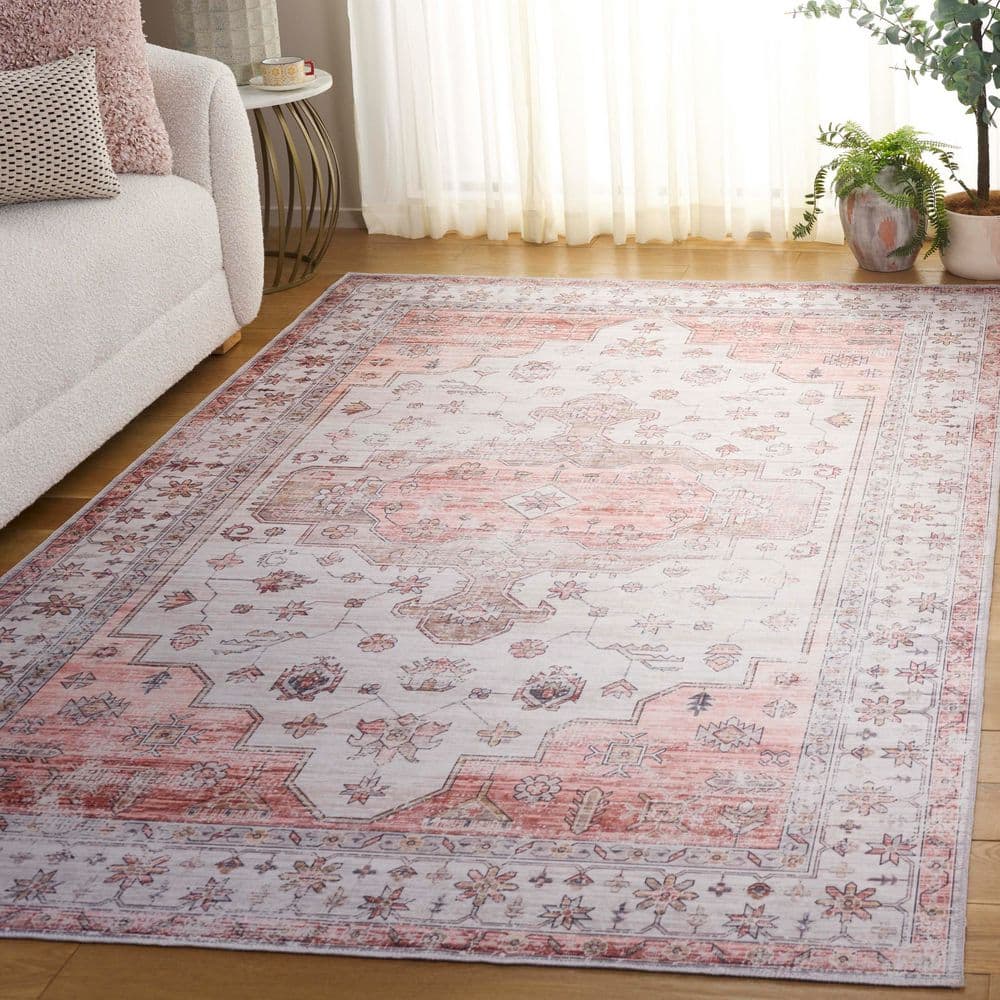 Arizona Beige and Rust 9' x 12' Synthetic Washable Area Rug