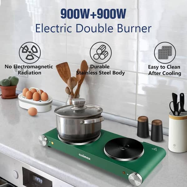 Elexnux Portable 2-Burner 7.6 in. Silver Infrared Ceramic Electric Stove  1800-Watt Electric Dual Hot Plate FYDQESXY3201CS - The Home Depot