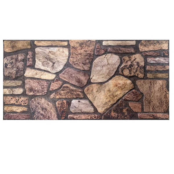 Dundee Deco 4/5 in. x 3-1/4 ft. x 1-3/5 ft. Mahogany Brown Multi-Colored Faux Stone Styrofoam 3D Decorative Wall Paneling 5-Pack