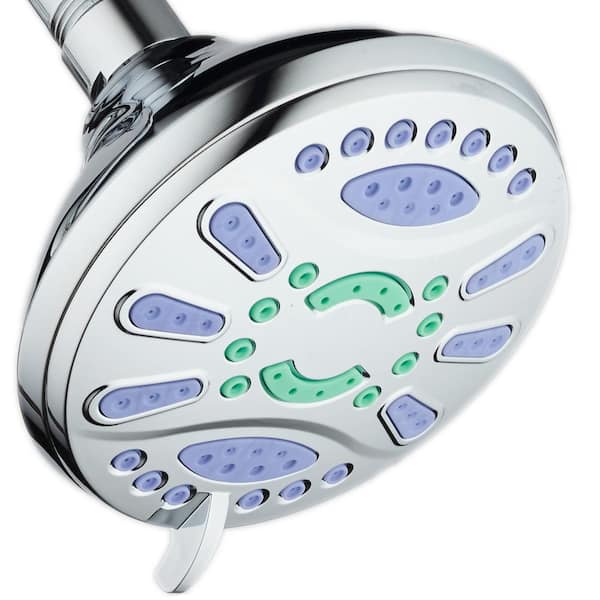 Aquastar Antimicrobial 6-Spray 4.3 in. High Pressure Single Wall Mount Fixed Adjustable Shower Head in Chrome