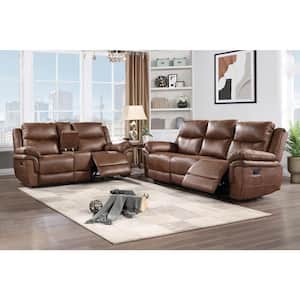 New Classic Furniture Ryland 2-Piece Brown Polyester Fabric Manual Living Room Set