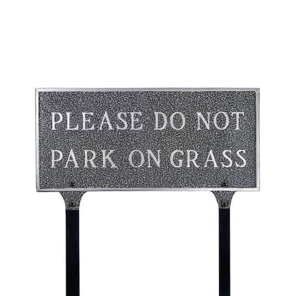 Montague Metal Products Please Do Not Park On Grass Large Rectangle Statement Plaque with Lawn Stakes-Swedish Iron