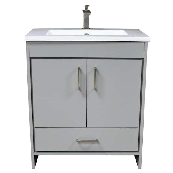 VOLPA USA AMERICAN CRAFTED VANITIES Rio 24 in. W x 19 in. D Bath Vanity in Gray with Acrylic Vanity Top in White with White Basin