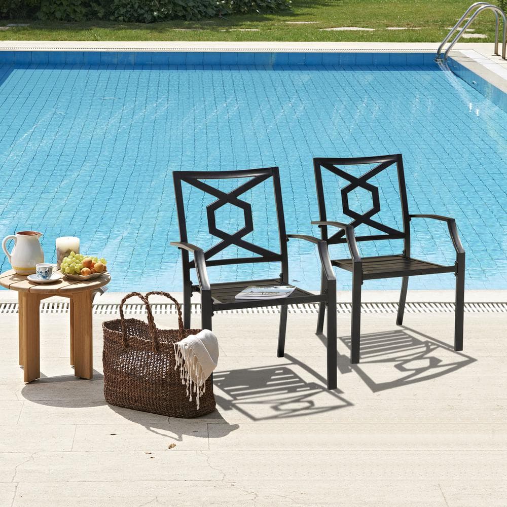 Stacking Wrought Iron Outdoor Patio Bistro Chair (2-Pack) price history on PriceWatchPro