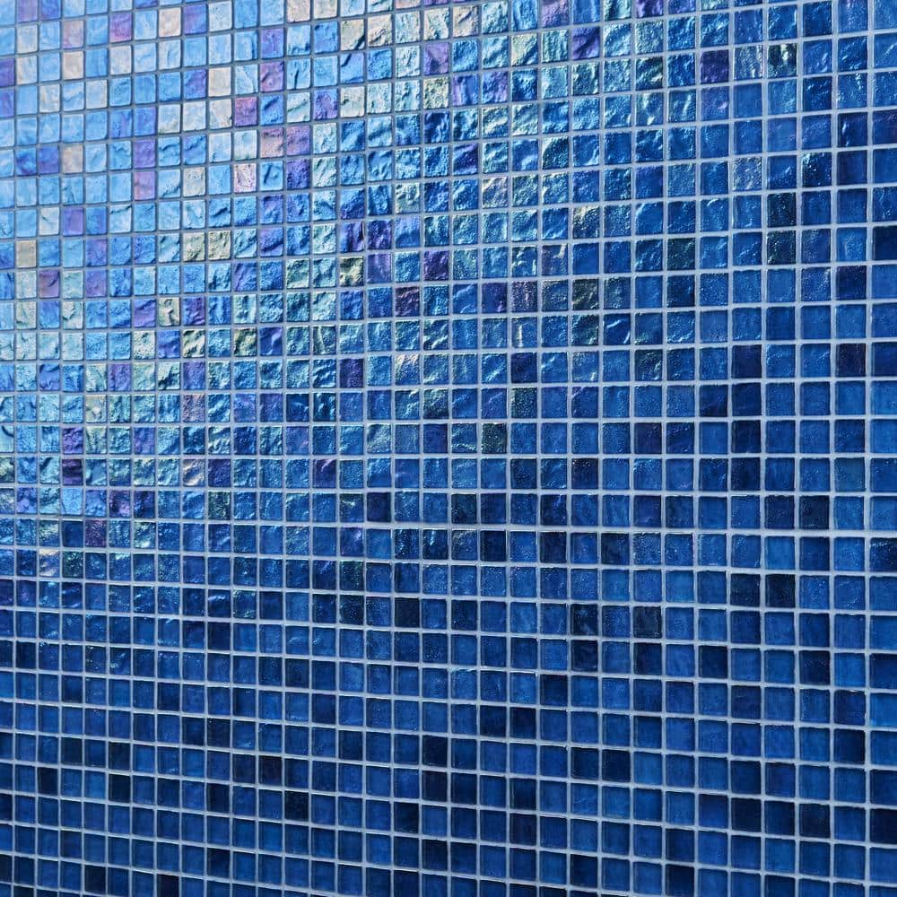 Shallows Dark Blue Polished Glass Mosaic Wall Tile
