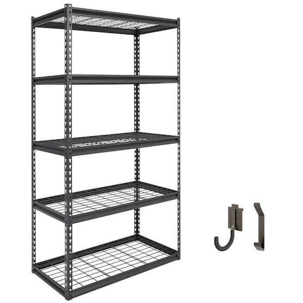 4000 lbs Capacity 5-Tier Heavy Duty Storage Shelving Unit 36 in. W x 18 in. D x 72 in. H Wire Deck Dark Grey