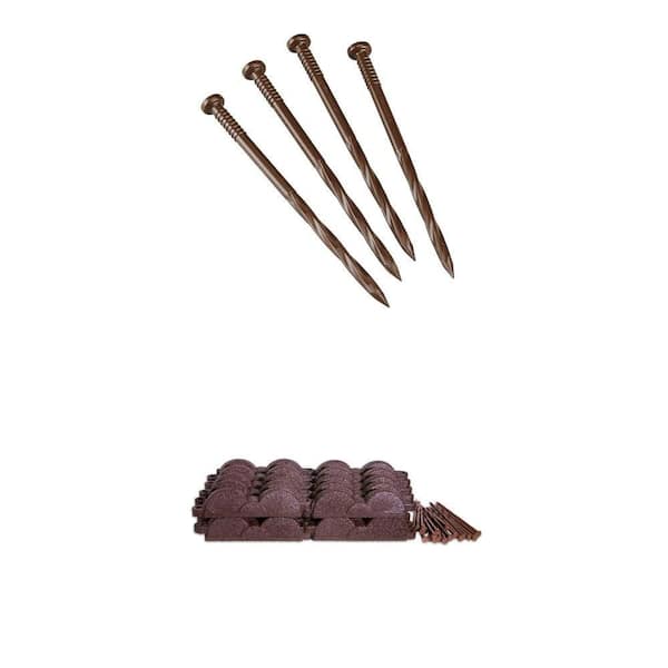 20 ft. 12 in. Dark Brown Rubber Edging with 9 in. Dark Brown Landscape Anchor Spikes Combo (24-Quantity)